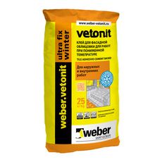 Плиточный цементный клей усиленный эластичный Ultra Fix winter, Weber.vetonit