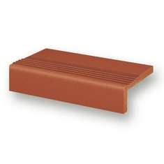 Клинкерная ступень с насечками, прямой угол Keraplatte Terra 215 patrizierrot 240x115x52 мм Stroeher