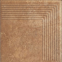 Клинкерная угловая ступень плоская Scandiano Rosso 300x300x10 мм Paradyz