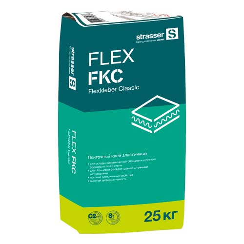 Плиточный клей эластичный, C2 ТЕ S1, 25 кг strasser FLEX FKC