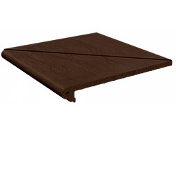 Клинкерная угловая ступень Шоколад скала 330x330x14 мм Маркастрой